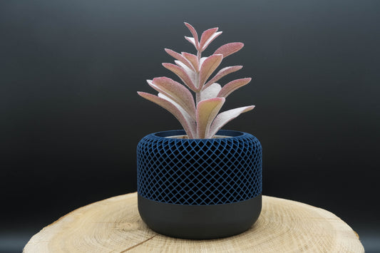 ModernGrid Vase – Blau/Schwarz
