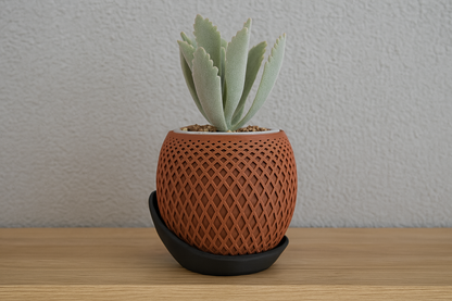 GeoVase „Terracotta Curve“ – Mit passendem Untersetzer