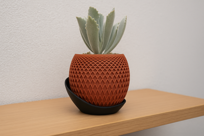 GeoVase „Terracotta Curve“ – Mit passendem Untersetzer